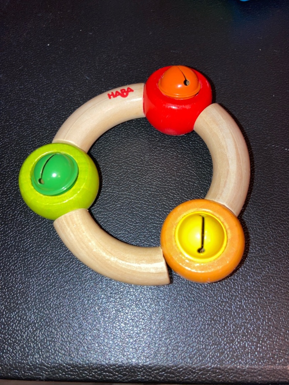 HABA - Clutching Toy Ringela Wooden Rattle Ring Toy with bells